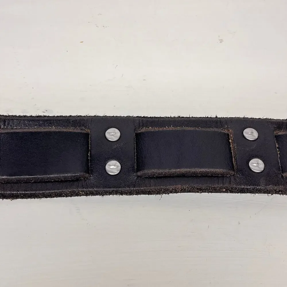 Lucky Brand Woven Black Leather Metal Studs Belt Size 32
